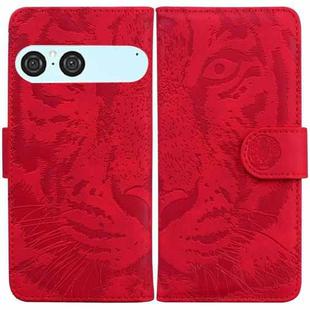For Sony Xperia 10 VII Tiger Embossing Pattern Flip Leather Phone Case(Red)