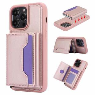 For iPhone 13 Pro RFID Anti-theft Detachable Card Bag Leather Phone Case(Pink)