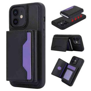 For iPhone 12 Pro / 12 RFID Anti-theft Detachable Card Bag Leather Phone Case(Black)