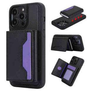 For iPhone 11 Pro Max RFID Anti-theft Detachable Card Bag Leather Phone Case(Black)