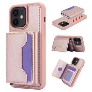 For iPhone 11 RFID Anti-theft Detachable Card Bag Leather Phone Case(Pink)