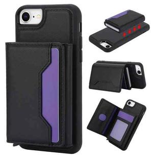 For iPhone SE 2022 / 2020 / 8 / 7 RFID Anti-theft Detachable Card Bag Leather Phone Case(Black)