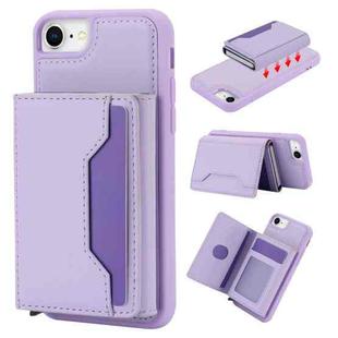 For iPhone SE 2022 / 2020 / 8 / 7 RFID Anti-theft Detachable Card Bag Leather Phone Case(Purple)