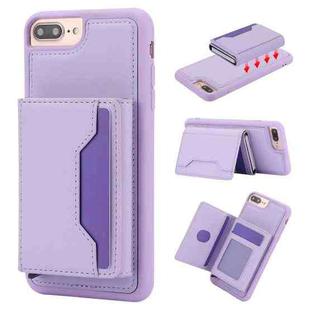 For iPhone 7 Plus / 8 Plus RFID Anti-theft Detachable Card Bag Leather Phone Case(Purple)