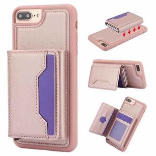 For iPhone 7 Plus / 8 Plus RFID Anti-theft Detachable Card Bag Leather Phone Case(Pink)