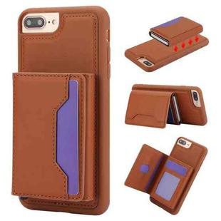 For iPhone 7 Plus / 8 Plus RFID Anti-theft Detachable Card Bag Leather Phone Case(Brown)