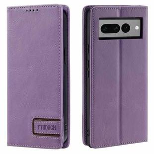 For Google Pixel 7 Pro TTUDRCH RFID Retro Texture Leather Phone Case(Purple)