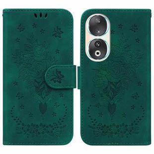 For Honor 90 Butterfly Rose Embossed Leather Phone Case(Green)