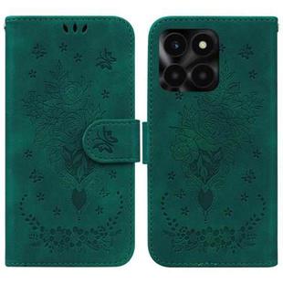 For Honor X6a Butterfly Rose Embossed Leather Phone Case(Green)