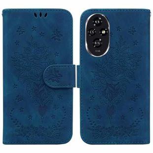 For Honor 200 Butterfly Rose Embossed Leather Phone Case(Blue)