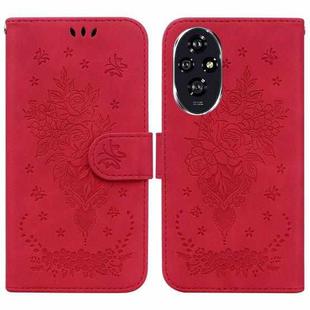 For Honor 200 Butterfly Rose Embossed Leather Phone Case(Red)
