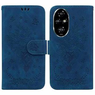 For Honor 200 Pro Butterfly Rose Embossed Leather Phone Case(Blue)