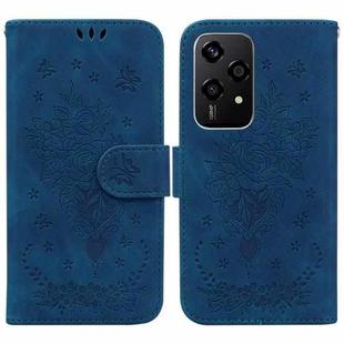 For Honor 200 Lite Global Butterfly Rose Embossed Leather Phone Case(Blue)