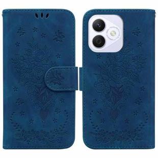 For Honor X60i Butterfly Rose Embossed Leather Phone Case(Blue)