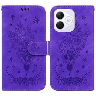 For Honor X60i Butterfly Rose Embossed Leather Phone Case(Purple)