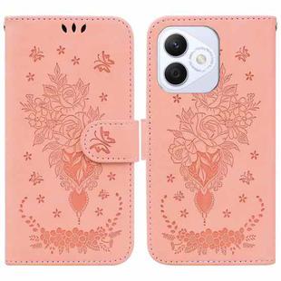 For Honor X60i Butterfly Rose Embossed Leather Phone Case(Pink)