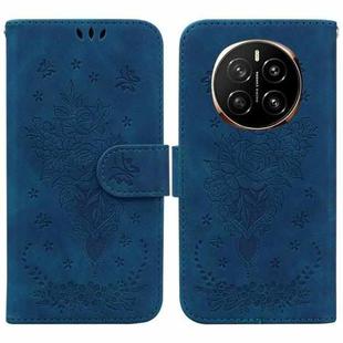 For Honor Magic7 Butterfly Rose Embossed Leather Phone Case(Blue)