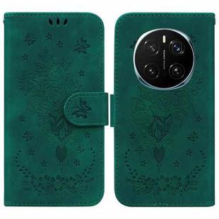 For Honor Magic7 Pro Butterfly Rose Embossed Leather Phone Case(Green)