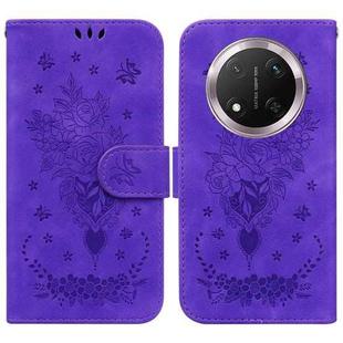 For Honor X9c Butterfly Rose Embossed Leather Phone Case(Purple)