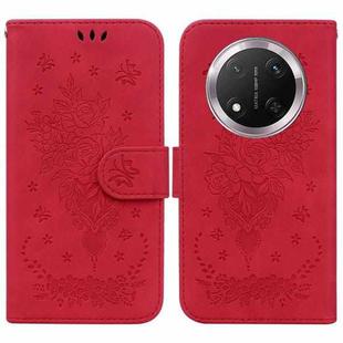 For Honor X9c Butterfly Rose Embossed Leather Phone Case(Red)