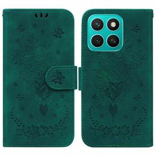 For Honor X8c 4G Butterfly Rose Embossed Leather Phone Case(Green)