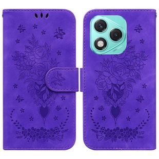 For Honor 400 Lite Butterfly Rose Embossed Leather Phone Case(Purple)