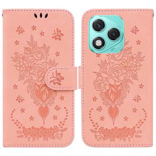 For Honor 400 Lite Butterfly Rose Embossed Leather Phone Case(Pink)