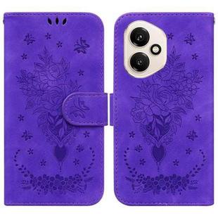 For Honor 400 Global 156.5mm Butterfly Rose Embossed Leather Phone Case(Purple)