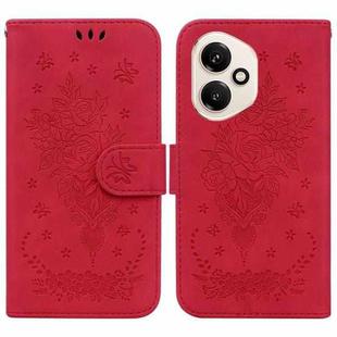 For Honor 400 Global 156.5mm Butterfly Rose Embossed Leather Phone Case(Red)