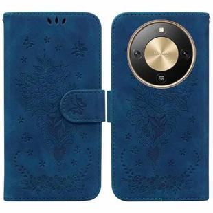 For Honor X70 5G Butterfly Rose Embossed Leather Phone Case(Blue)