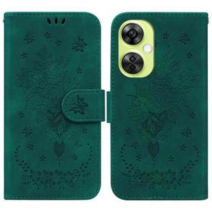For OnePlus Nord CE 3 Lite/Nord N30 Butterfly Rose Embossed Leather Phone Case(Green)