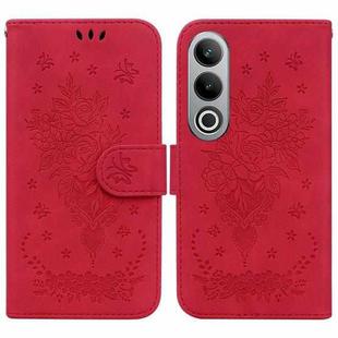 For OnePlus Nord CE4 5G Butterfly Rose Embossed Leather Phone Case(Red)