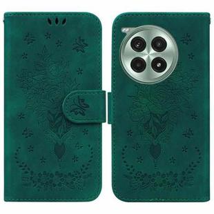 For OnePlus Ace 3 Pro Butterfly Rose Embossed Leather Phone Case(Green)