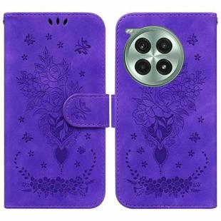 For OnePlus Ace 3 Pro Butterfly Rose Embossed Leather Phone Case(Purple)