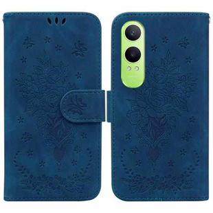 For OnePlus Nord CE4 Lite Butterfly Rose Embossed Leather Phone Case(Blue)