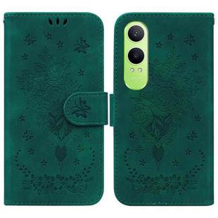 For OnePlus Nord CE4 Lite Butterfly Rose Embossed Leather Phone Case(Green)