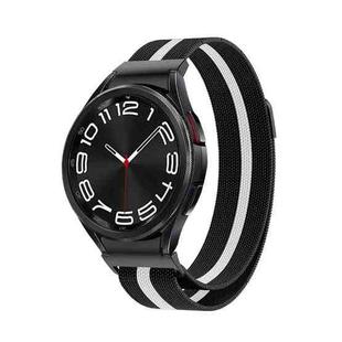 For Samsung Galaxy Watch 6 Milanese Metal Watch Band(Black White)
