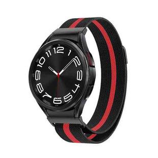 For Samsung Galaxy Watch 6 Milanese Metal Watch Band(Black Red)