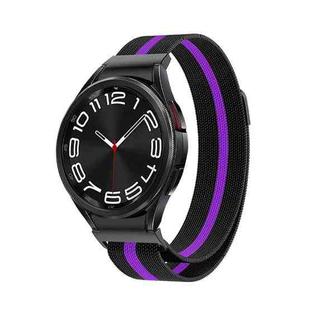 For Samsung Galaxy Watch 6 Milanese Metal Watch Band(Black Purple)