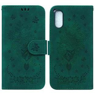 For Sony Xperia 5 V Butterfly Rose Embossed Leather Phone Case(Green)