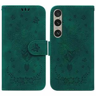 For Sony Xperia 1 VI Butterfly Rose Embossed Leather Phone Case(Green)