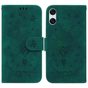 For Sony Xperia 5 VI Butterfly Rose Embossed Leather Phone Case(Green)