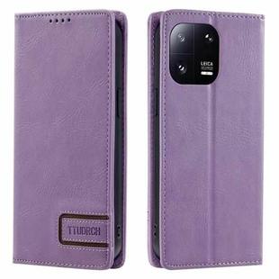 For Xiaomi 13 Pro TTUDRCH RFID Retro Texture Leather Phone Case(Purple)