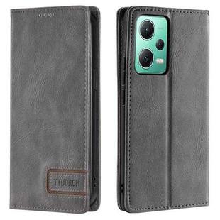 For Xiaomi Redmi Note 12 5G Global TTUDRCH RFID Retro Texture Leather Phone Case(Grey)