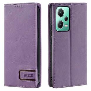 For Xiaomi Redmi Note 12 5G Global TTUDRCH RFID Retro Texture Leather Phone Case(Purple)