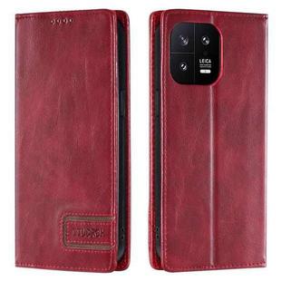 For Xiaomi 13 TTUDRCH RFID Retro Texture Leather Phone Case(Red)