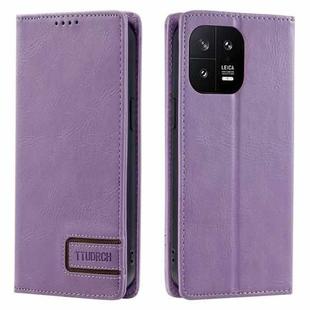 For Xiaomi 13 TTUDRCH RFID Retro Texture Leather Phone Case(Purple)