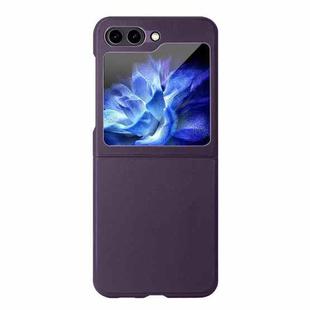 For Samsung Galaxy Z Flip5 HBC-212 Integrated Plain Leather Folding Phone Case(Purple)
