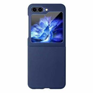 For Samsung Galaxy Z Flip5 HBC-212 Integrated Plain Leather Folding Phone Case(Blue)