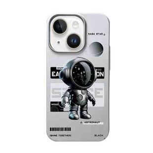 For iPhone 14 Plus Skin Feel Pattern PC Phone Case(Sideways Metal Astronaut)